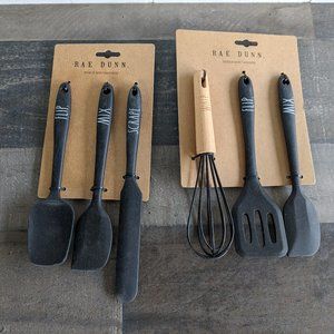 Rae Dunn Mini Spatula Whisk Spoon Cooking Utensil Set Black Silicone 6 Piece
